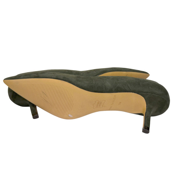 NEW ANN TAYLOR GREEN SUEDE LEATHER DAPHNE PUMPS HIGH HEELS SHOES SZ 7 - Picture 4 of 4